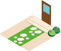 玄関アプローチの工事のイラスト