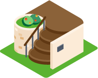 階段と手すりなどの工事のイラスト