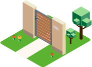 片開き門扉のイラスト