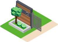 ウッドを取り入れたナチュラルな門塀のイラスト