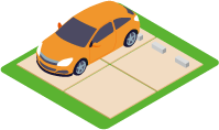 駐車場のコンクリート舗装工事のイラスト